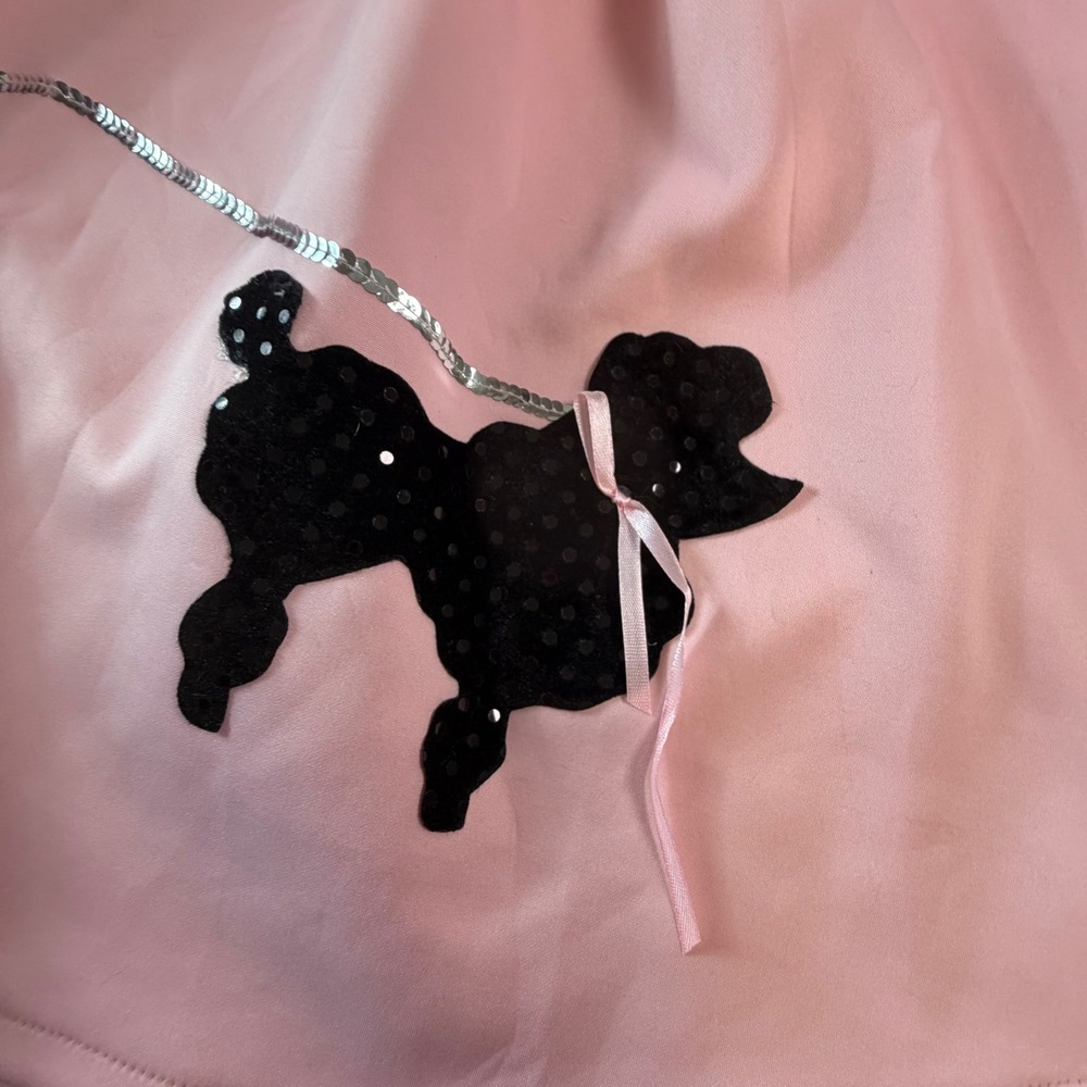 Spirit Halloween Pink Poodle Skirt 50s Sock Hop Costume Sequin Appliqué SM - Picture 6 of 8